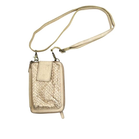 🤍 Vilenca Holland Women's Cream Woven Leather Crossbody Wallet Bag Boho Chic - Picture 1 of 7